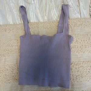 Garage Lavender Ribbed Scalloped Square Neck Tank